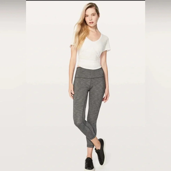 Lululemon Wunder Under Hi Rise 7/8 Tight Full On Luxtreme 25" Heathered Black 8 - Picture 1 of 7